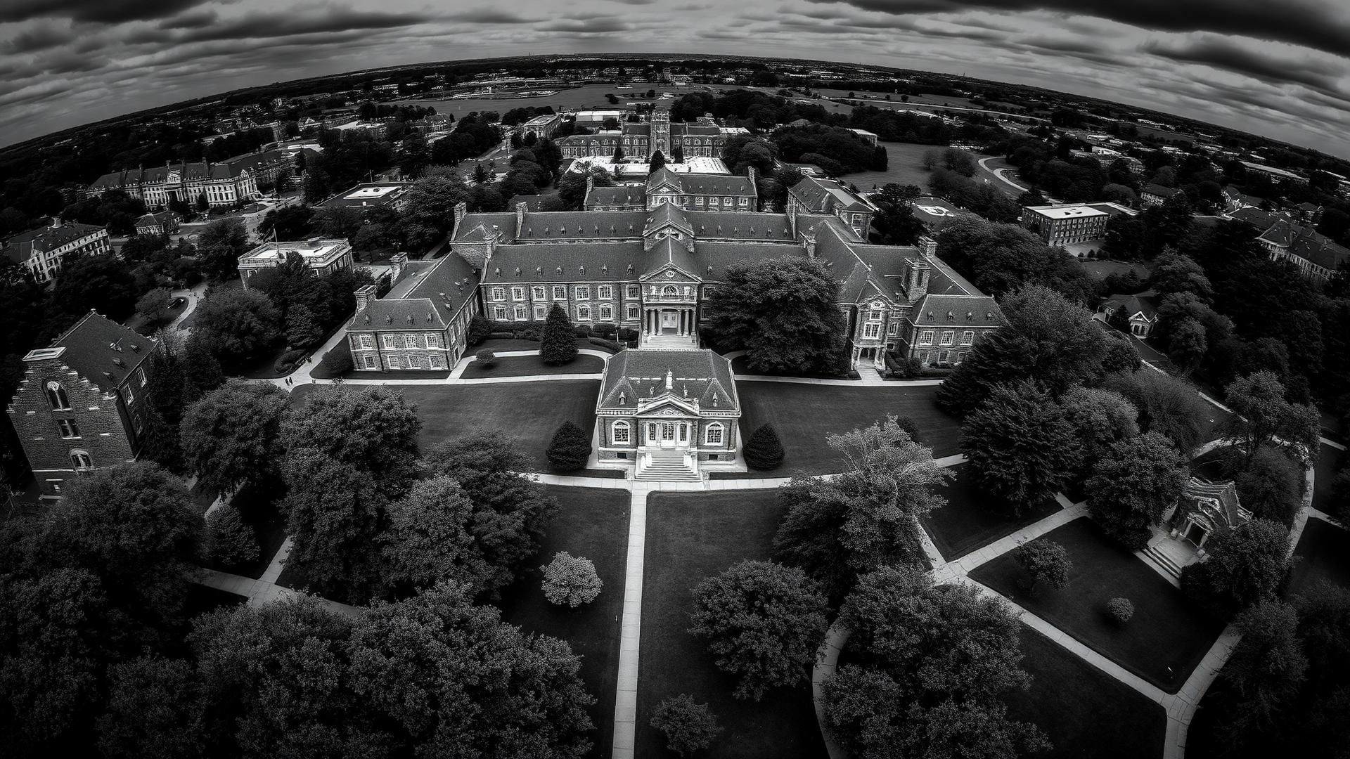 University campus aerial view